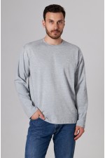  Longsleeve grey melange t-shirt man XS-44-Unisex-(Мужской)    Мужской лонгслив классический трикотажный серый-меланж 