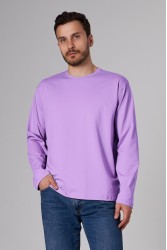 Мужской лонгслив классический трикотажный лавандовый (сиреневый)