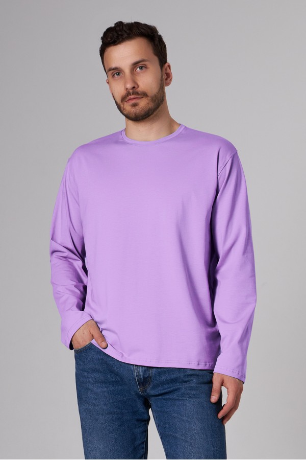  Longsleeve lavender lilac  t-shirt man 3XL-56-Unisex-(Мужской)    Мужской лонгслив классический трикотажный лавандовый (сиреневый) 