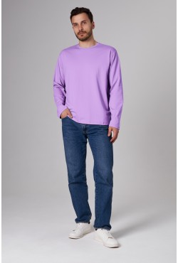 Мужской лонгслив классический трикотажный лавандовый (сиреневый)