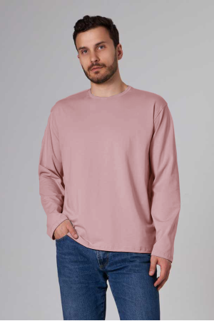Мужской лонгслив классический трикотажный розовый персиковый