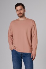  Longsleeve peach pink t-shirt man XS-44-Unisex-(Мужской)    Мужской лонгслив классический трикотажный персиковый 