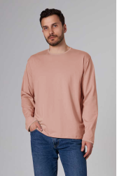 Мужской лонгслив классический трикотажный пудровый цвет