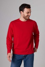  Longsleeve red t-shirt man S-46-Unisex-(Мужской)    Мужской лонгслив классический трикотажный красный 