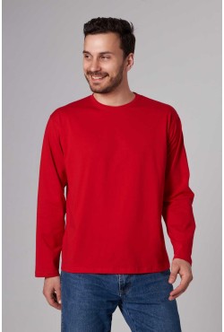 Мужской лонгслив классический трикотажный красный