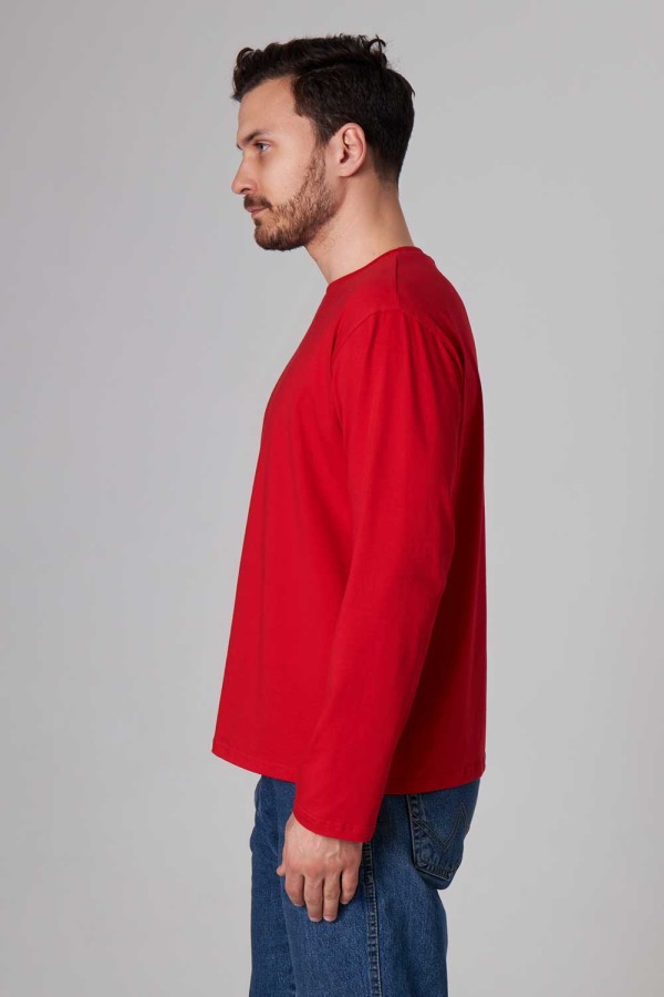Мужской лонгслив классический трикотажный красный   Магазин Толстовок Лонгсливы из кулирки базовые мужские