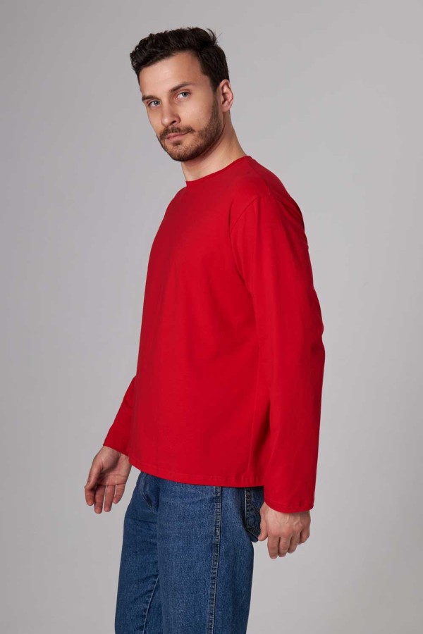 Мужской лонгслив классический трикотажный красный   Магазин Толстовок Лонгсливы из кулирки базовые мужские