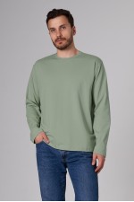   Longsleeve sage green t-shirt man  XS-44-Unisex-(Мужской)    Мужской лонгслив классический трикотажный светло-зеленый (шалфей) 