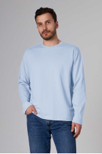  Longsleeve whit sky blue t-shirt man S-46-Unisex-(Мужской)    Мужской лонгслив классический трикотажный небесно-голубой 