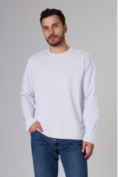 Мужской лонгслив классический трикотажный белый