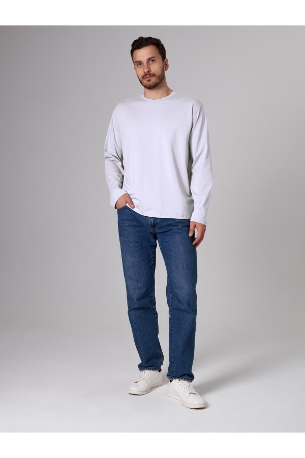 Мужской лонгслив классический трикотажный белый   Магазин Толстовок Лонгсливы из кулирки базовые мужские