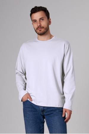 Мужской лонгслив классический трикотажный белый
