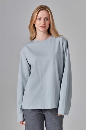 Женский лонгслив классический трикотажный цвет бетон (светло-серый)