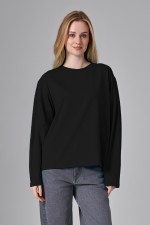  Longsleeve black t-shirt woman XS-38-40-Woman-(Женский)    Черный женский лонгслив классический трикотажный 