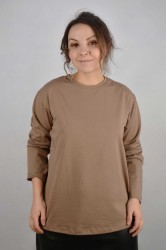 Женский лонгслив классический трикотажный цвет какао