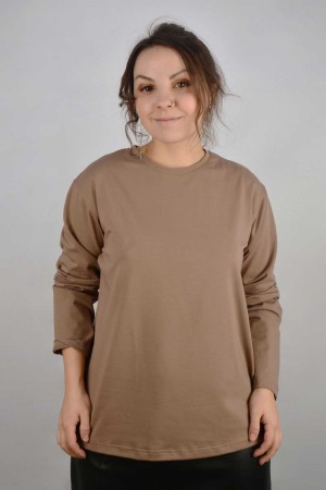 Женский лонгслив классический трикотажный цвет какао