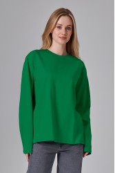 Женский лонгслив классический трикотажный зеленый