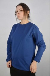 Женский лонгслив классический трикотажный цвет индиго
