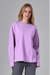 Женский лонгслив классический трикотажный сиреневый (лавандовый)