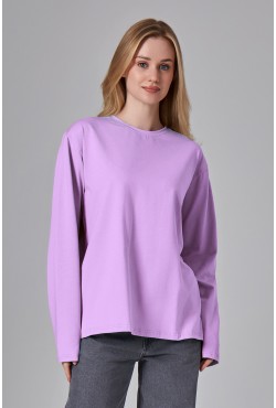 Женский лонгслив классический трикотажный сиреневый (лавандовый)
