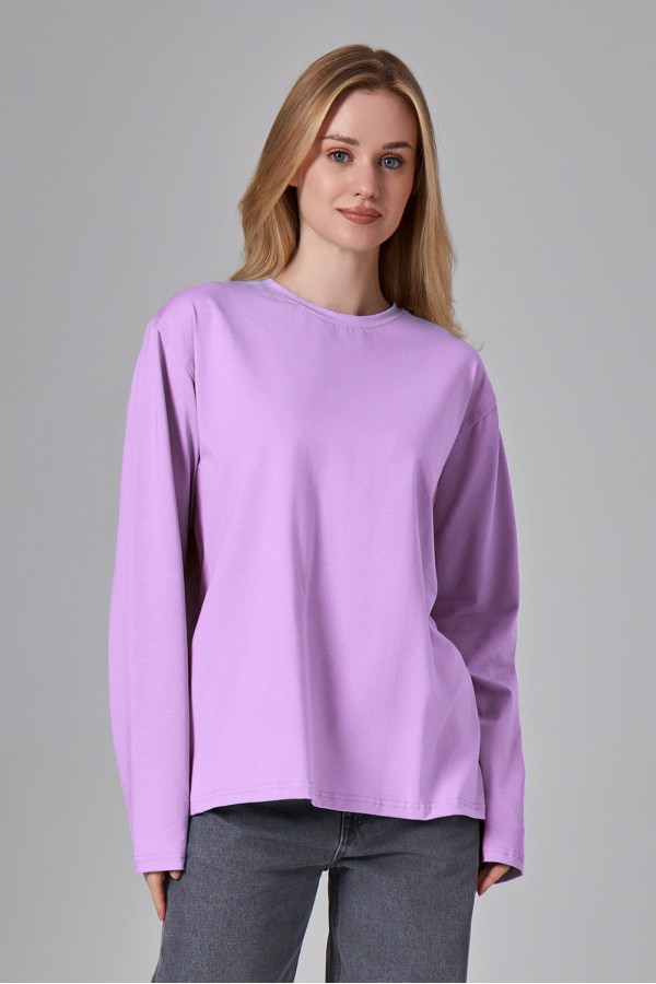  Longsleeve lavender t-shirt woman XS-38-40-Woman-(Женский)    Женский лонгслив классический трикотажный сиреневый (лавандовый) 