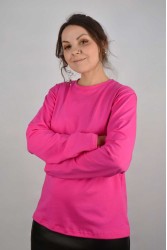 Женский лонгслив классический трикотажный ярко-розовый (фуксия)