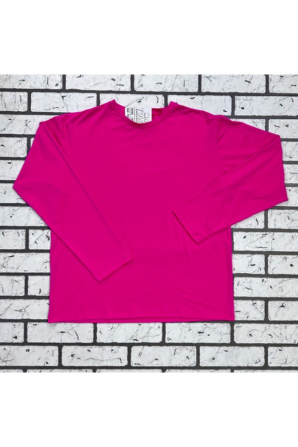 Женский лонгслив классический трикотажный ярко-розовый (фуксия)   Магазин Толстовок Лонгсливы из кулирки базовые женские