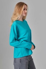 Женский лонгслив классический трикотажный мятный   Магазин Толстовок Лонгсливы из кулирки базовые женские