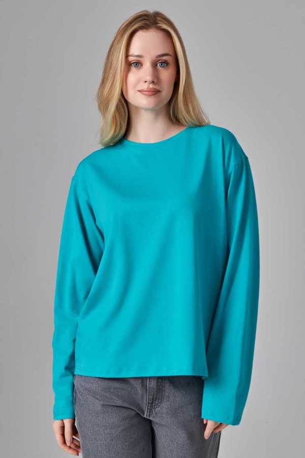  Longsleeve mint t-shirt woman S-40-42-Woman-(Женский)    Женский лонгслив классический трикотажный мятный 