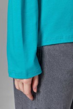 Женский лонгслив классический трикотажный мятный   Магазин Толстовок Лонгсливы из кулирки базовые женские