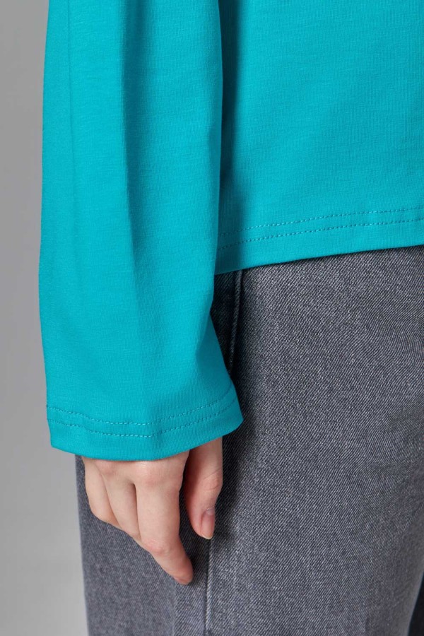 Женский лонгслив классический трикотажный мятный   Магазин Толстовок Лонгсливы из кулирки базовые женские