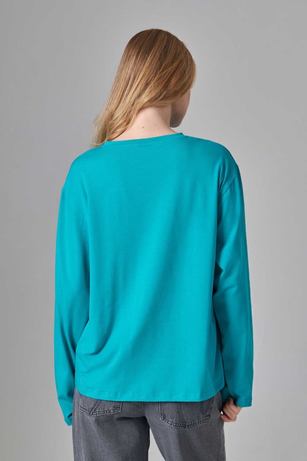 Женский лонгслив классический трикотажный мятный   Магазин Толстовок Лонгсливы из кулирки базовые женские