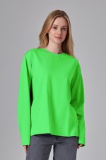  Longsleeve neon green t-shirt woman XS-38-40-Woman-(Женский)    Женский лонгслив классический трикотажный неоновый зеленый 