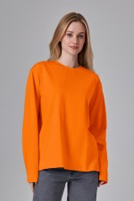  Longsleeve neon orange t-shirt woman XS-38-40-Woman-(Женский)    Женский лонгслив классический трикотажный неоновый оранжевый 