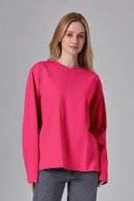  Longsleeve neon pink t-shirt woman XS-38-40-Woman-(Женский)    Женский лонгслив классический трикотажный неоновый розовый 
