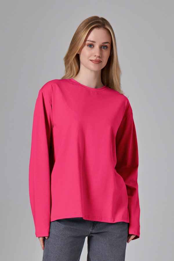  Longsleeve neon pink t-shirt woman XS-38-40-Woman-(Женский)    Женский лонгслив классический трикотажный неоновый розовый 