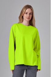 Женский лонгслив классический трикотажный неоновый желтый
