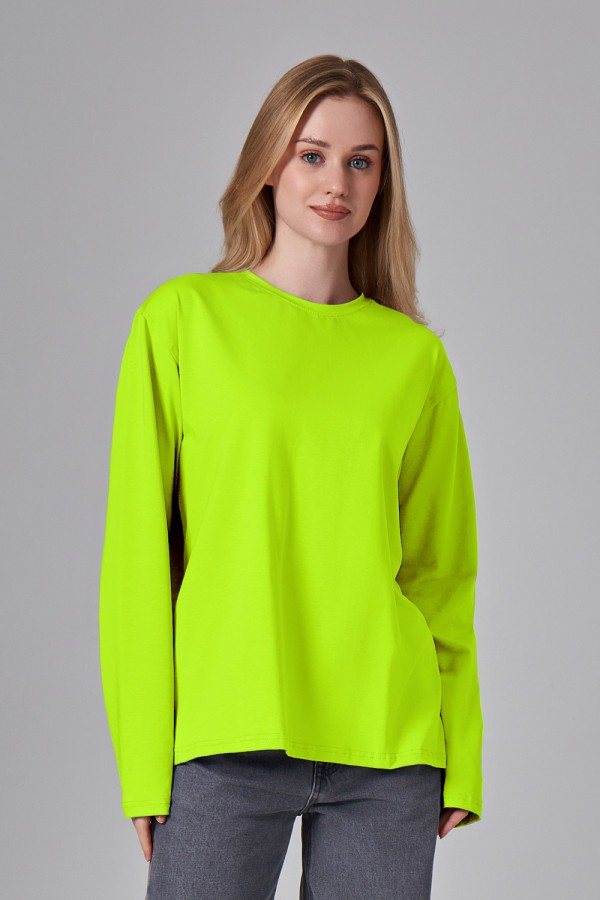  Longsleeve neon yellow t-shirt woman XS-38-40-Woman-(Женский)    Женский лонгслив классический трикотажный неоновый желтый 