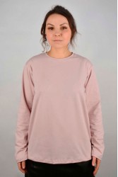 Женский лонгслив персиковый розовый классический трикотажный цвет