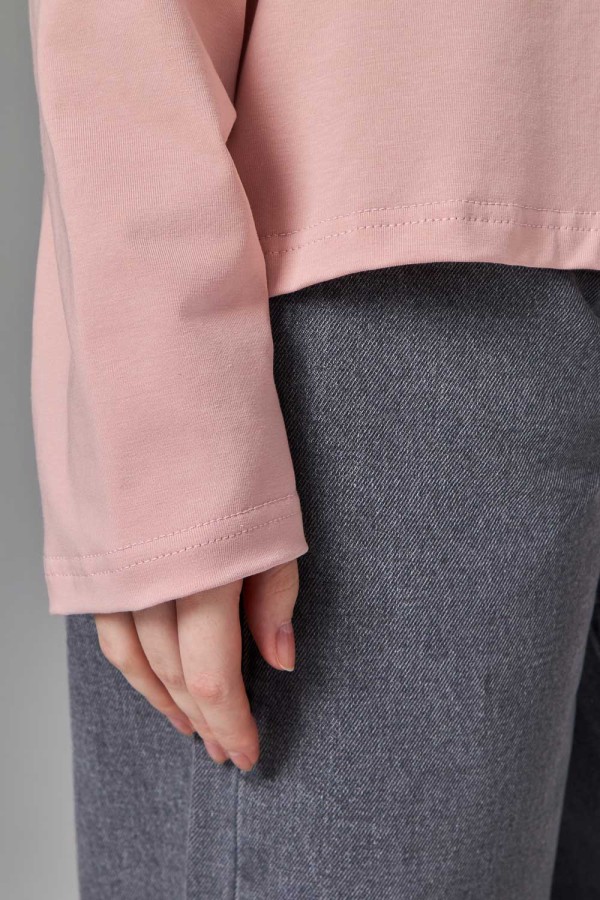 Женский лонгслив классический трикотажный пудровый цвет   Магазин Толстовок Лонгсливы из кулирки базовые женские