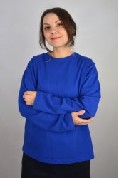 Женский лонгслив классический трикотажный васильковый синий