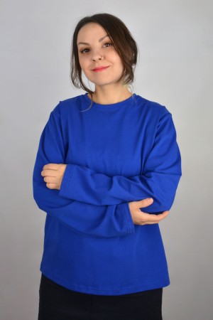 Женский лонгслив классический трикотажный васильковый синий