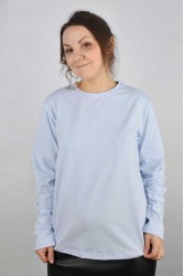 Женский лонгслив классический трикотажный цвет небесно-голубой (незабудка)