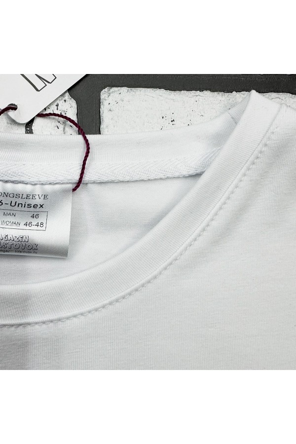 Женский лонгслив классический трикотажный белый   Магазин Толстовок Лонгсливы из кулирки базовые женские