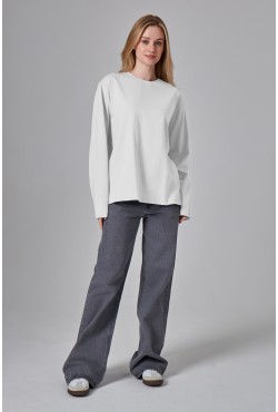 Женский лонгслив классический трикотажный белый