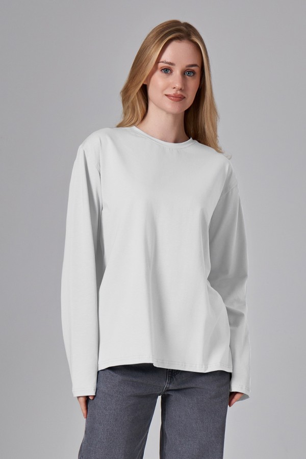  Longsleeve white t-shirt woman XS-38-40-Woman-(Женский)    Женский лонгслив классический трикотажный белый 