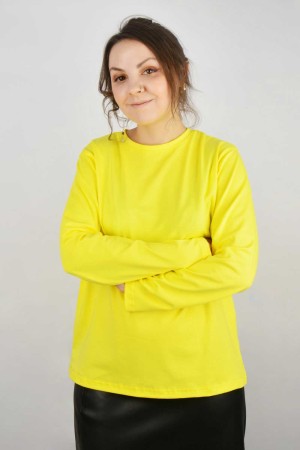 Женский лонгслив классический трикотажный желтый