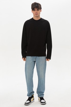 Лонгслив унисекс черный  классический premium