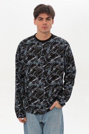 Мужской лонгслив классический premium темный-мрамор