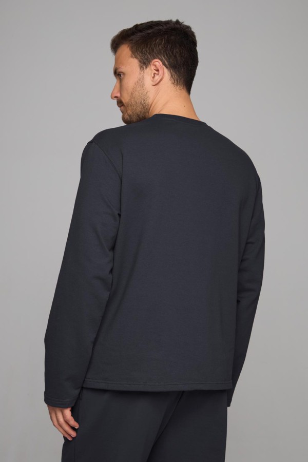 мужской графитовый лонгслив плотный из футера 2-нитка под печать, брендирование, мерч